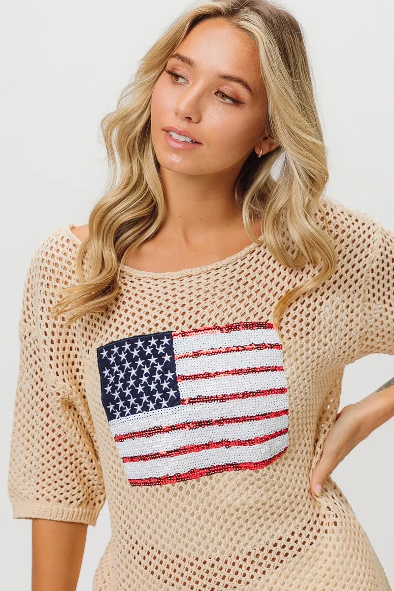 American Flag Knit Cover Up