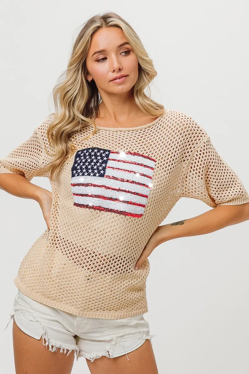 American Flag Knit Cover Up
