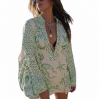 Adra Two-Piece Set - Satin V-Neck & Shorts