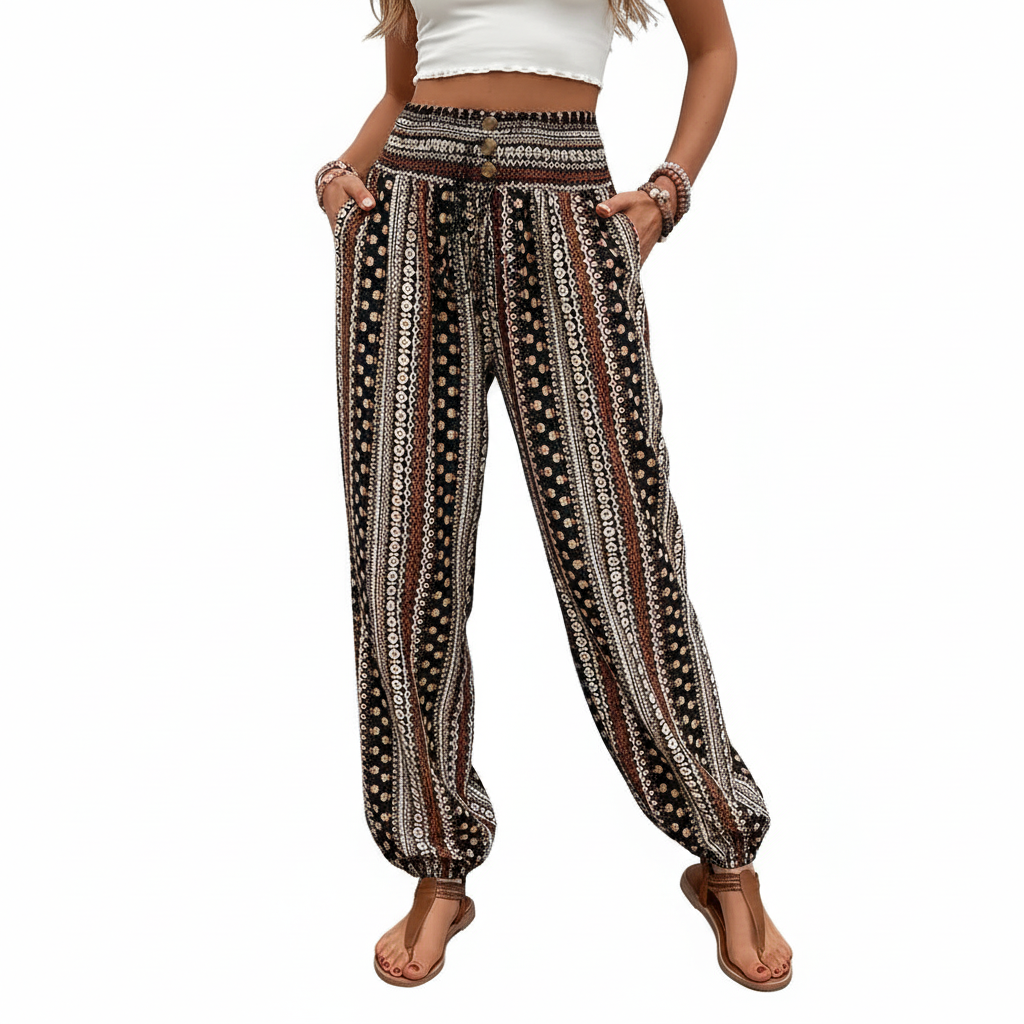 Cleo Ethnic Jogger Pants - Tribal Graphic Print