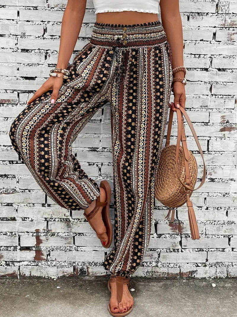 Cleo Ethnic Jogger Pants - Tribal Graphic Print