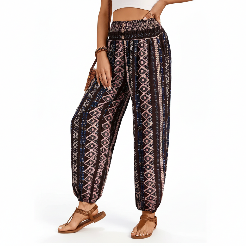 Cleo Ethnic Jogger Pants - Tribal Graphic Print