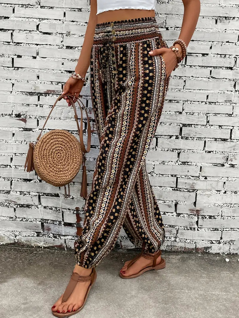 Cleo Ethnic Jogger Pants - Tribal Graphic Print