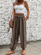 Cleo Ethnic Jogger Pants - Tribal Graphic Print