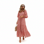 Deu Tiered Midi Dress - Puff Sleeve