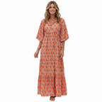 Deu Tiered Midi Dress - Puff Sleeve