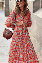 Deu Tiered Midi Dress - Puff Sleeve