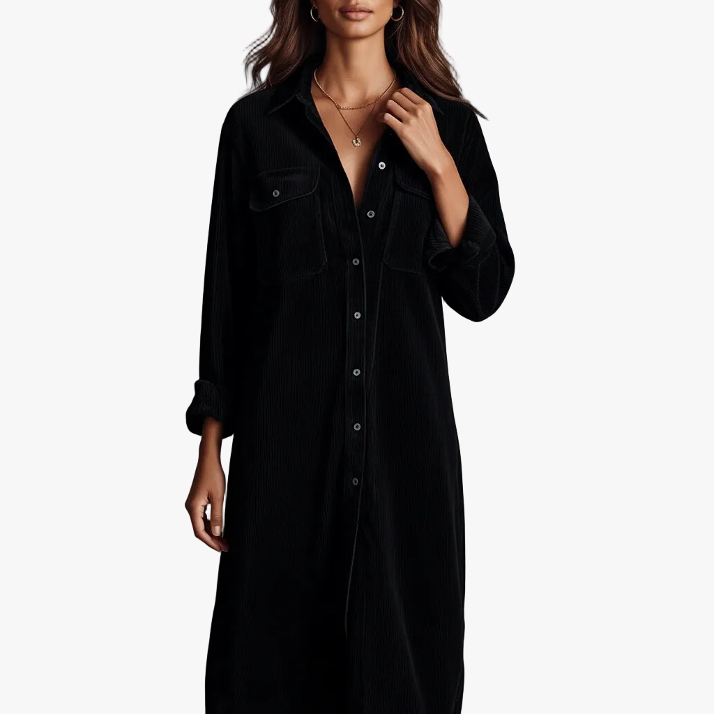 Elara Corduroy Midi Dress