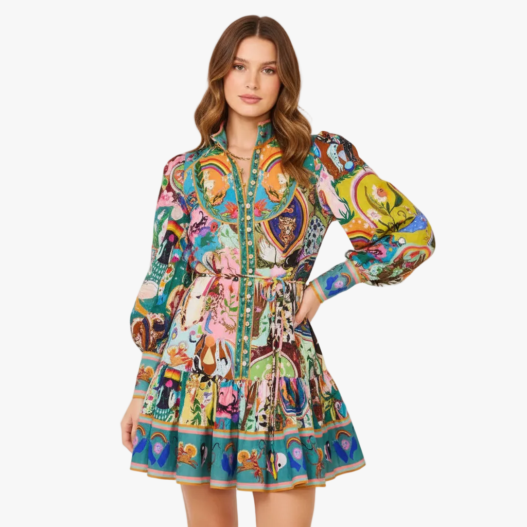 Elena Shirt Mini Dress - Balloon Sleeve