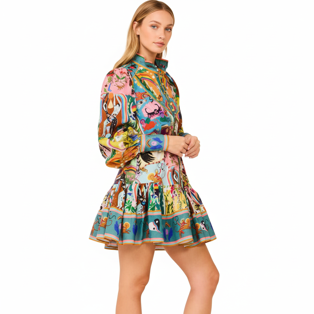 Elena Shirt Mini Dress - Balloon Sleeve