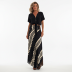 Lia Satin Maxi Skirt - Geometric Print