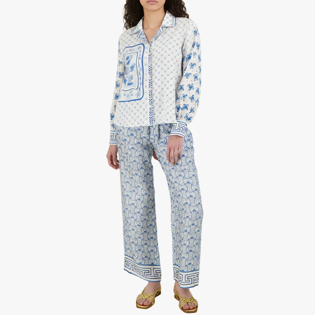 Luy Silk Satin Set - Dragon Print Short Sleeve