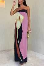 Lyra Maxi Dress - Off-Shoulder Abstract Floral