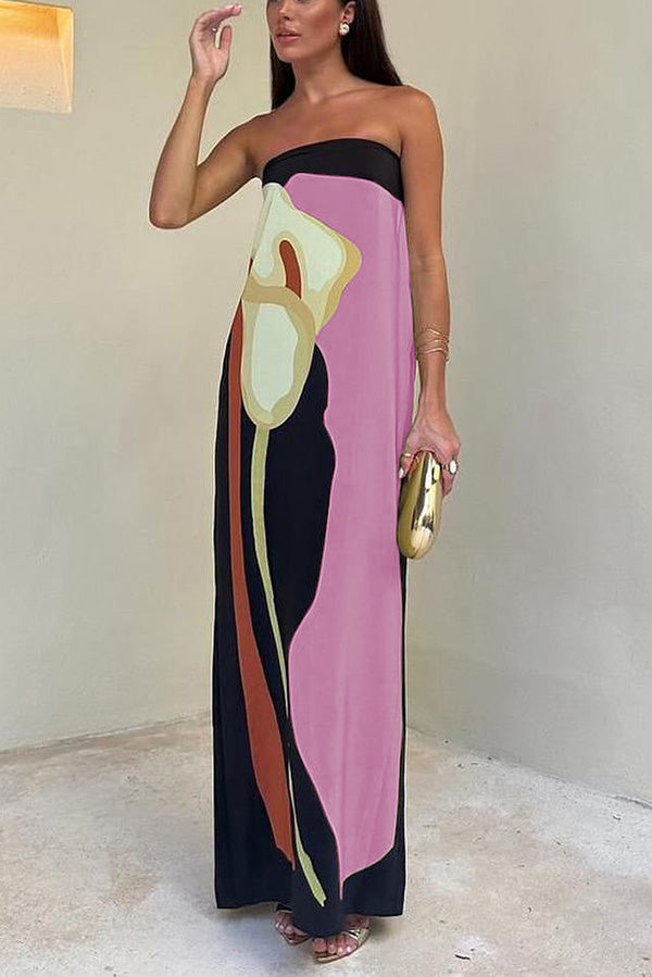 Lyra Maxi Dress - Off-Shoulder Abstract Floral