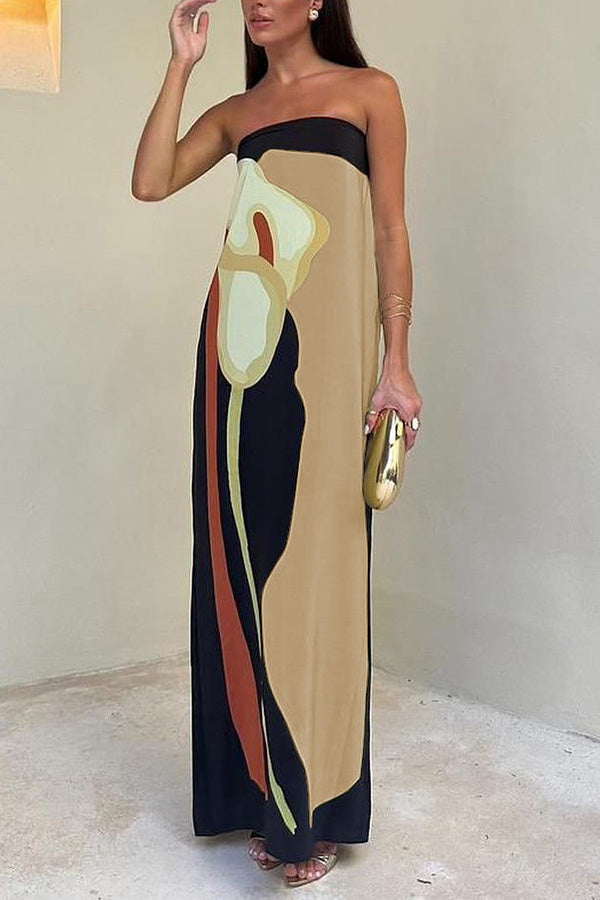 Lyra Maxi Dress - Off-Shoulder Abstract Floral