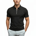Men's Fitted Zip Collar Short Sleeve Polo Shirt