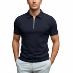 Men's Fitted Zip Collar Short Sleeve Polo Shirt