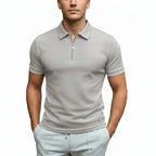 Men's Fitted Zip Collar Short Sleeve Polo Shirt