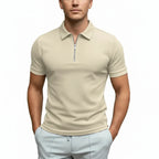 Men's Fitted Zip Collar Short Sleeve Polo Shirt