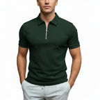 Men's Fitted Zip Collar Short Sleeve Polo Shirt