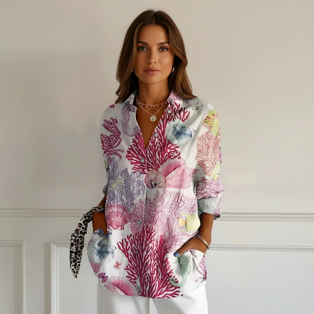 Nara Women's Blouse Button Closure