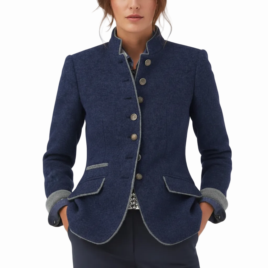 Ozi Elegant Cardigan - High Collar Knit