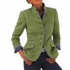 Ozi Elegant Cardigan - High Collar Knit