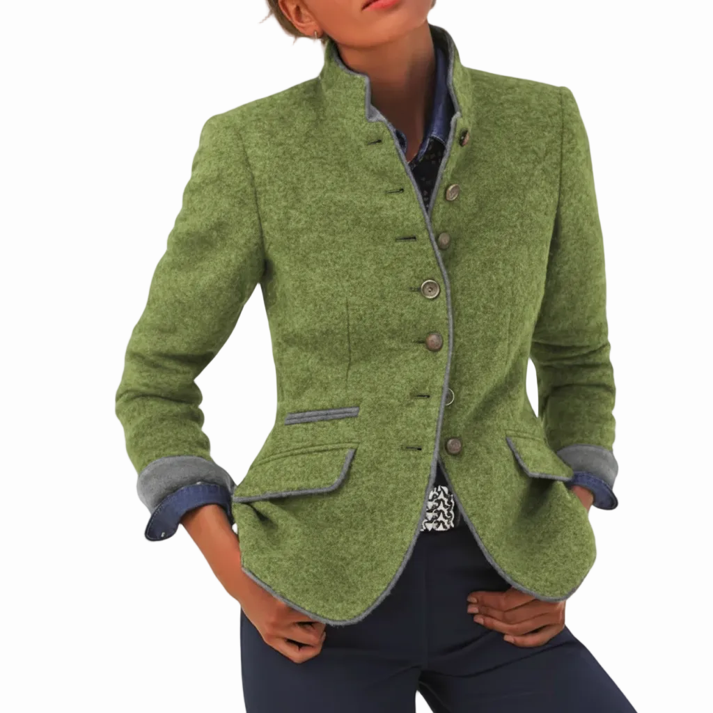 Ozi Elegant Cardigan - High Collar Knit