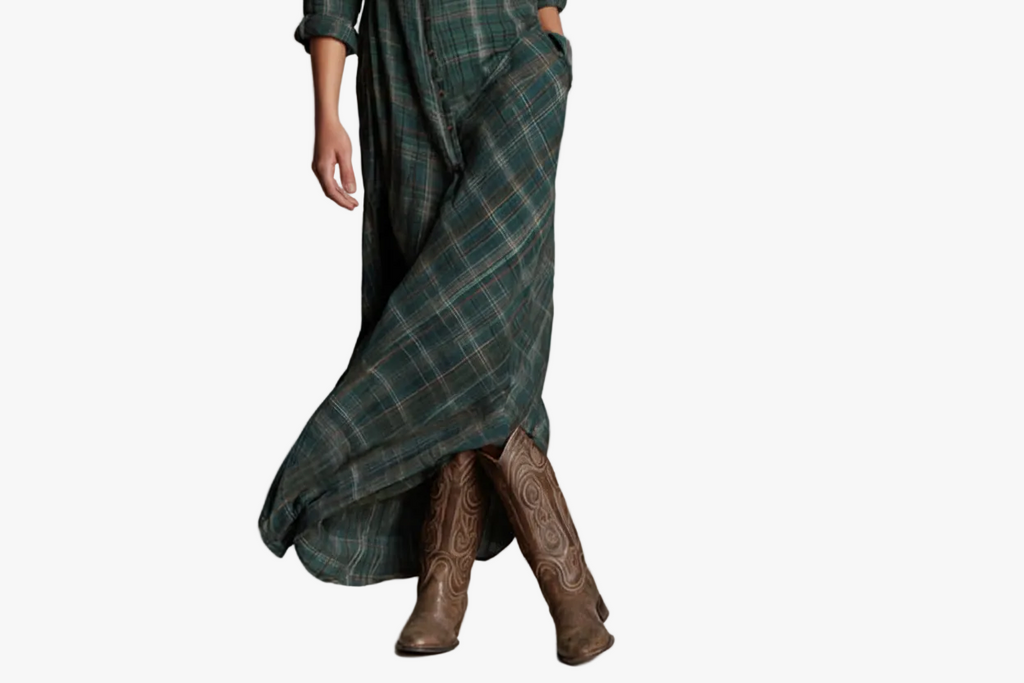 Prue Plaid Shirt Long Dress