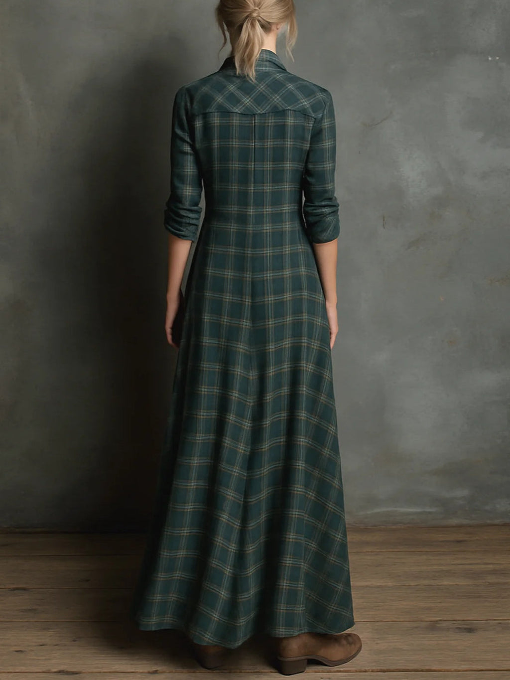 Prue Plaid Shirt Long Dress