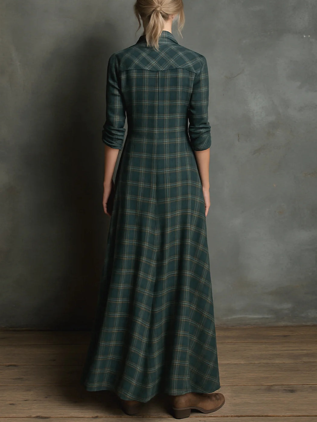 Prue Plaid Shirt Long Dress