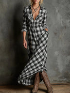 Prue Plaid Shirt Long Dress