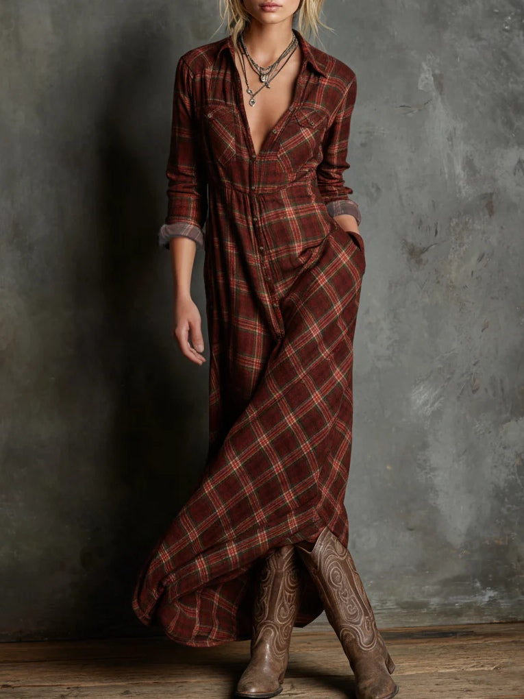 Prue Plaid Shirt Long Dress
