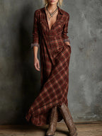 Prue Plaid Shirt Long Dress