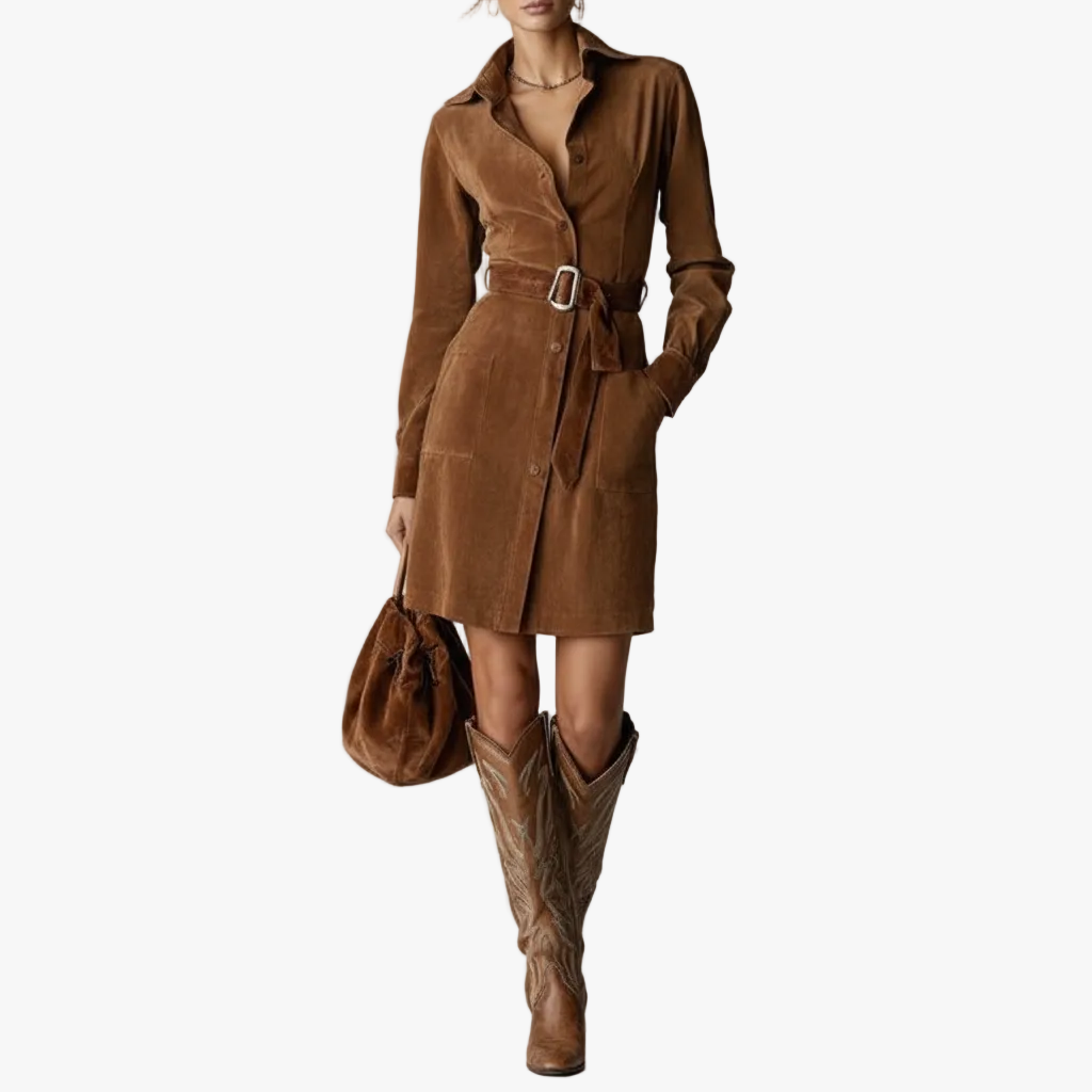 Tanya Suede Midi Dress