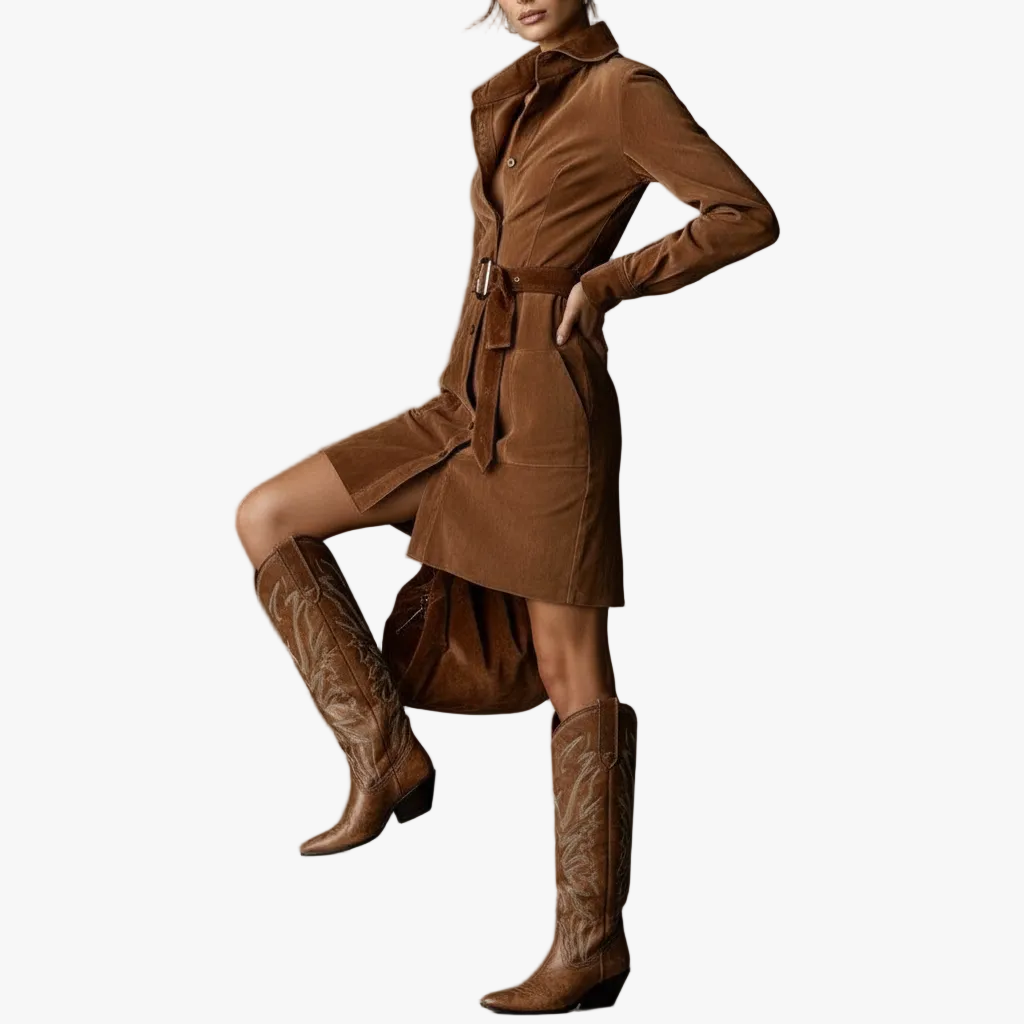 Tanya Suede Midi Dress