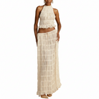 Tes Halter Tank - Pleated Back & Lace