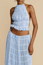 Tes Halter Tank - Pleated Back & Lace