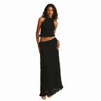 Tes Halter Tank - Pleated Back & Lace
