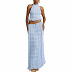Tes Halter Tank - Pleated Back & Lace