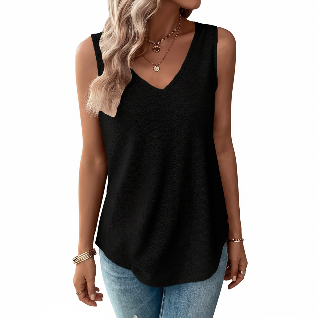 Vel Eyelet Solid Tank Top