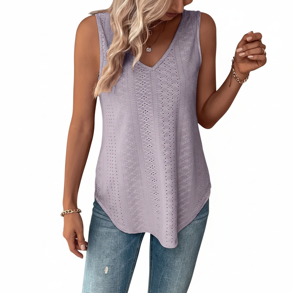 Vel Eyelet Solid Tank Top