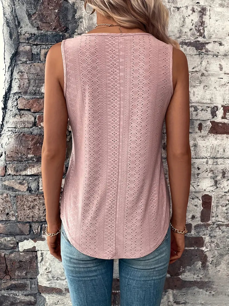 Vel Eyelet Solid Tank Top