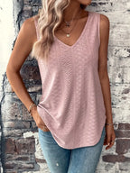 Vel Eyelet Solid Tank Top