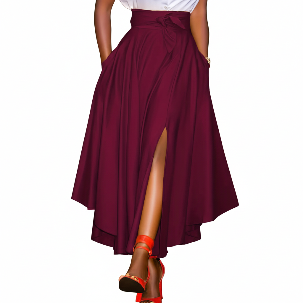 Wren Pleated Ruffle Hem Tied Skirt