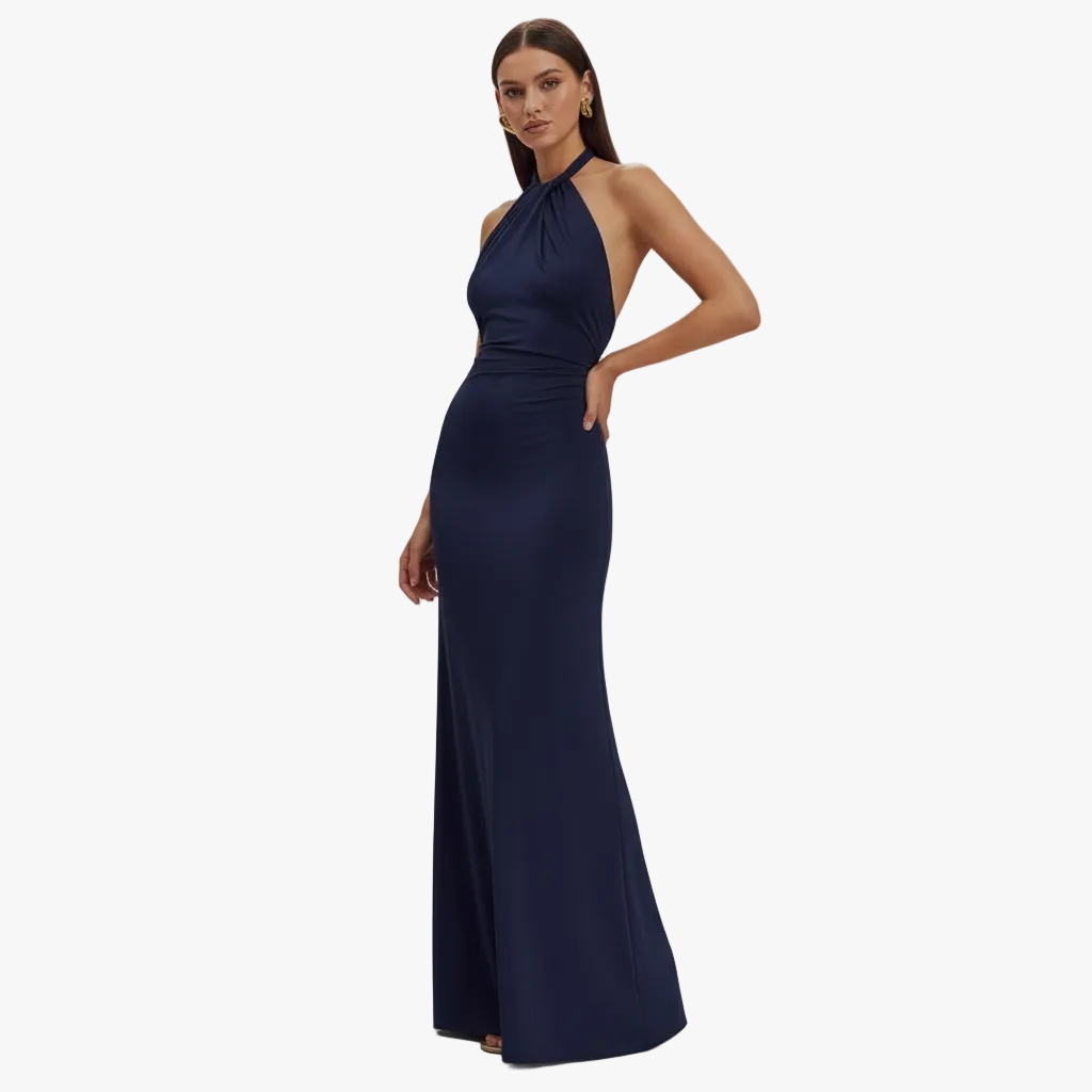 Xenia Slinky Halter Maxi Dress