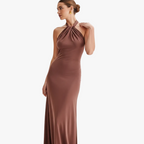 Xenia Slinky Halter Maxi Dress