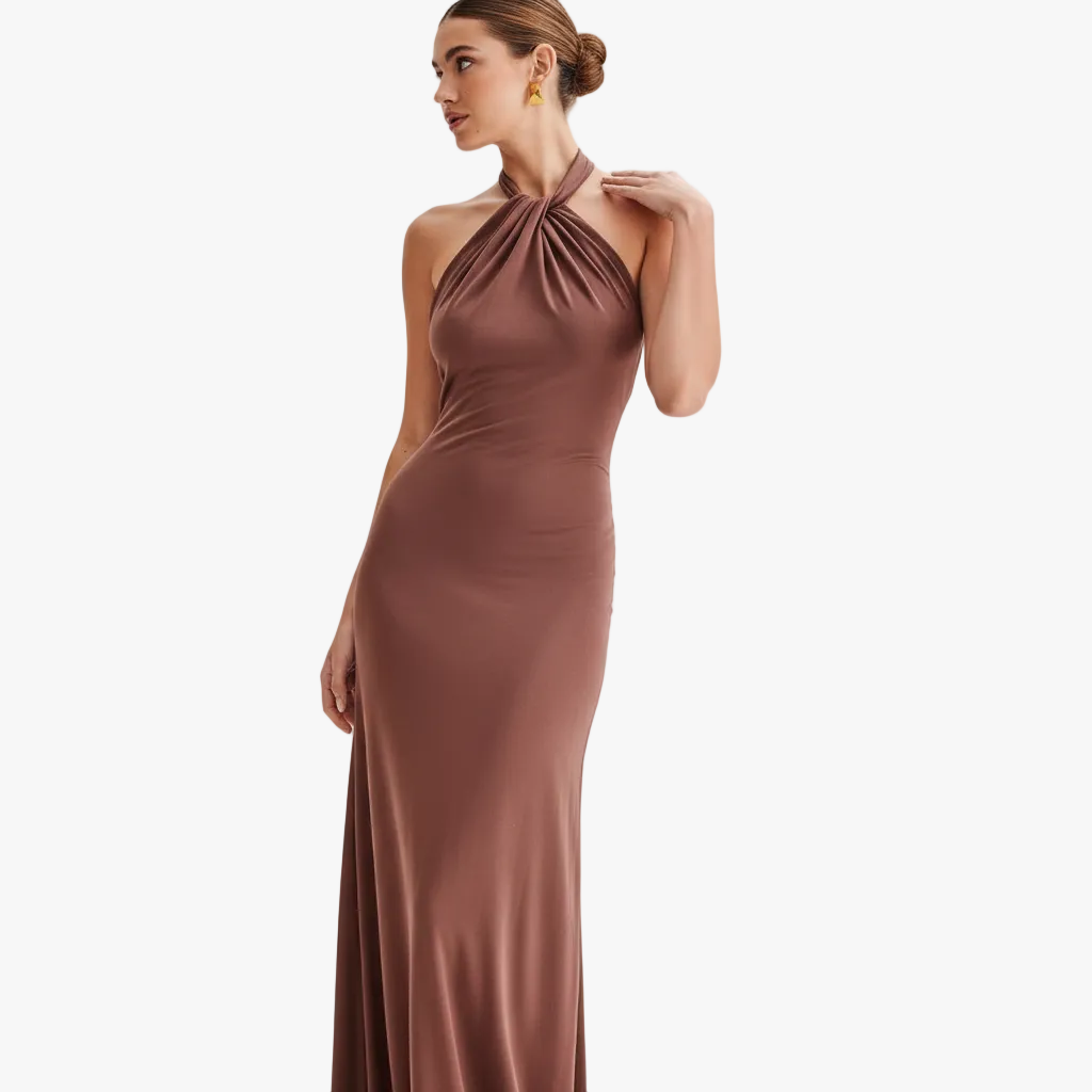 Xenia Slinky Halter Maxi Dress