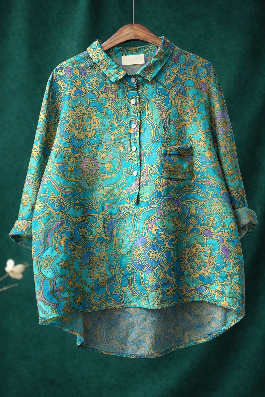 Floria | Women's Vintage Flower Art Print Casual Shirt