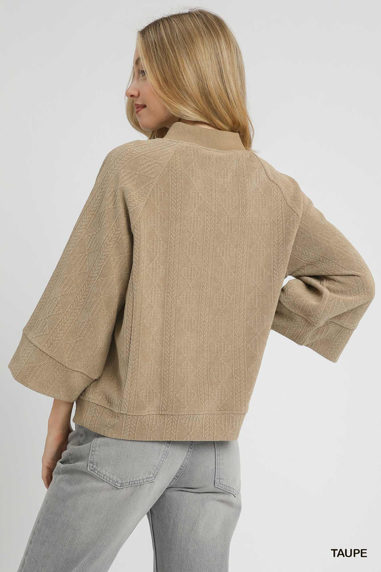 Textured Knit V-Neck Top
